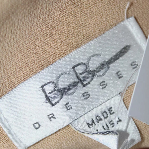 BCBGMAXAZRIA WOMENS SLEEVELESS SOLID PRINT HIGH NECK A LINE DRESS TAN SIZE 0 - Picture 7 of 7